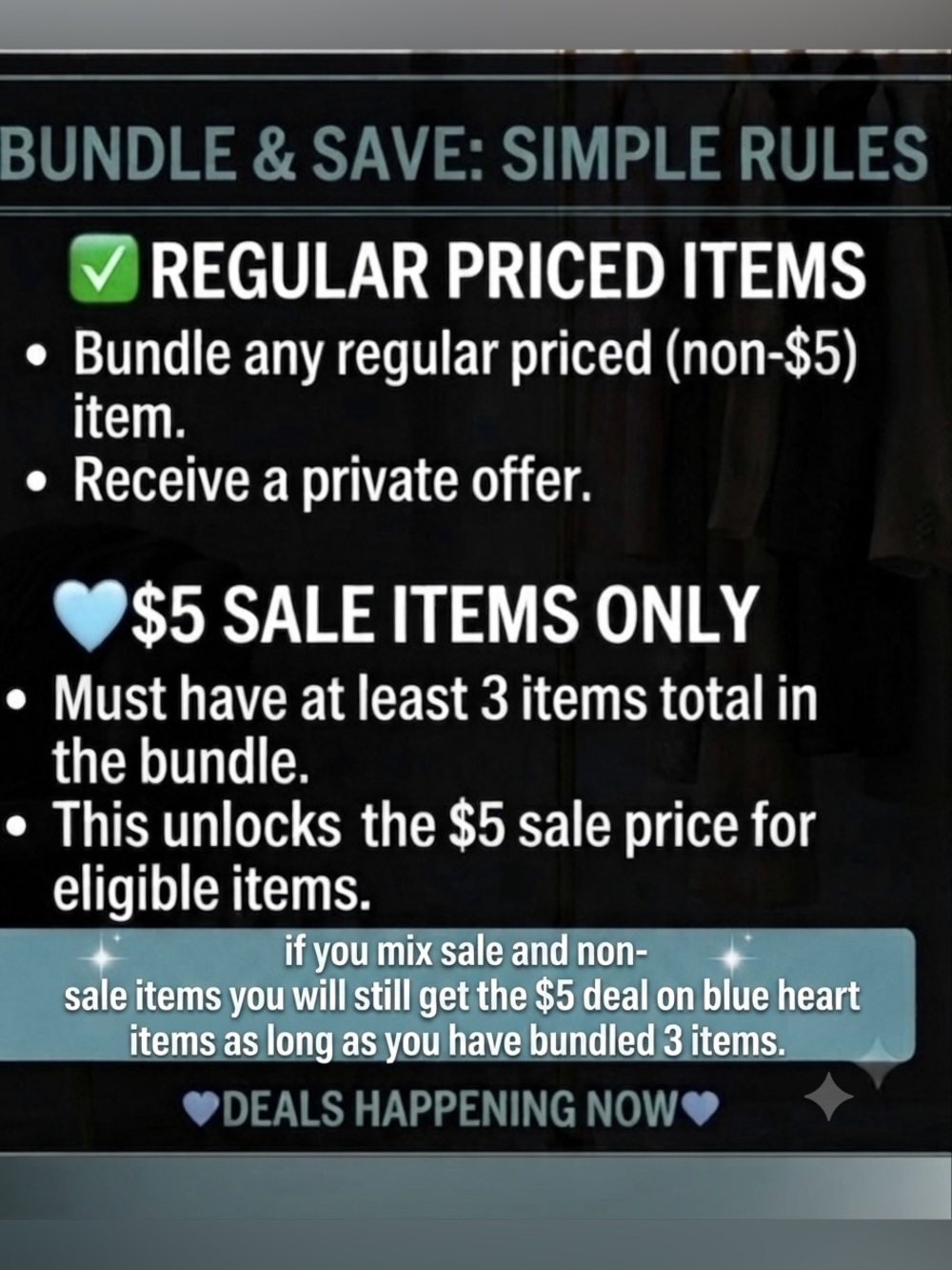 🩵$5 ONLY ON 🩵BLUE HEART🩵 ITEMS- MUST BUNDLE 3 ITEMS.